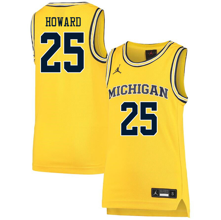Men #25 Jace Howard Michigan Wolverines College Basketball Jerseys Sale-Yellow